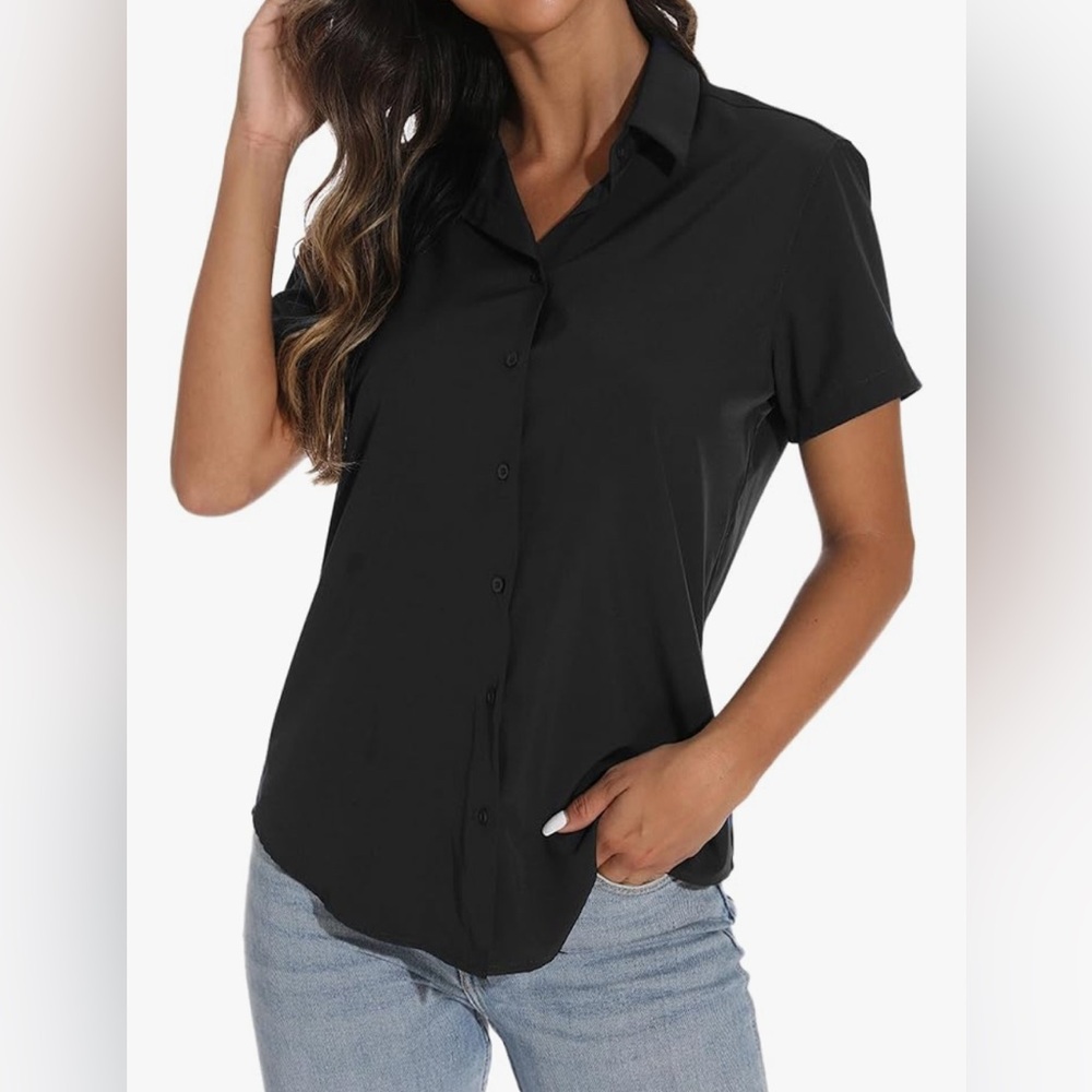 Short sleeve button down collared shirt by Guanyy XXL